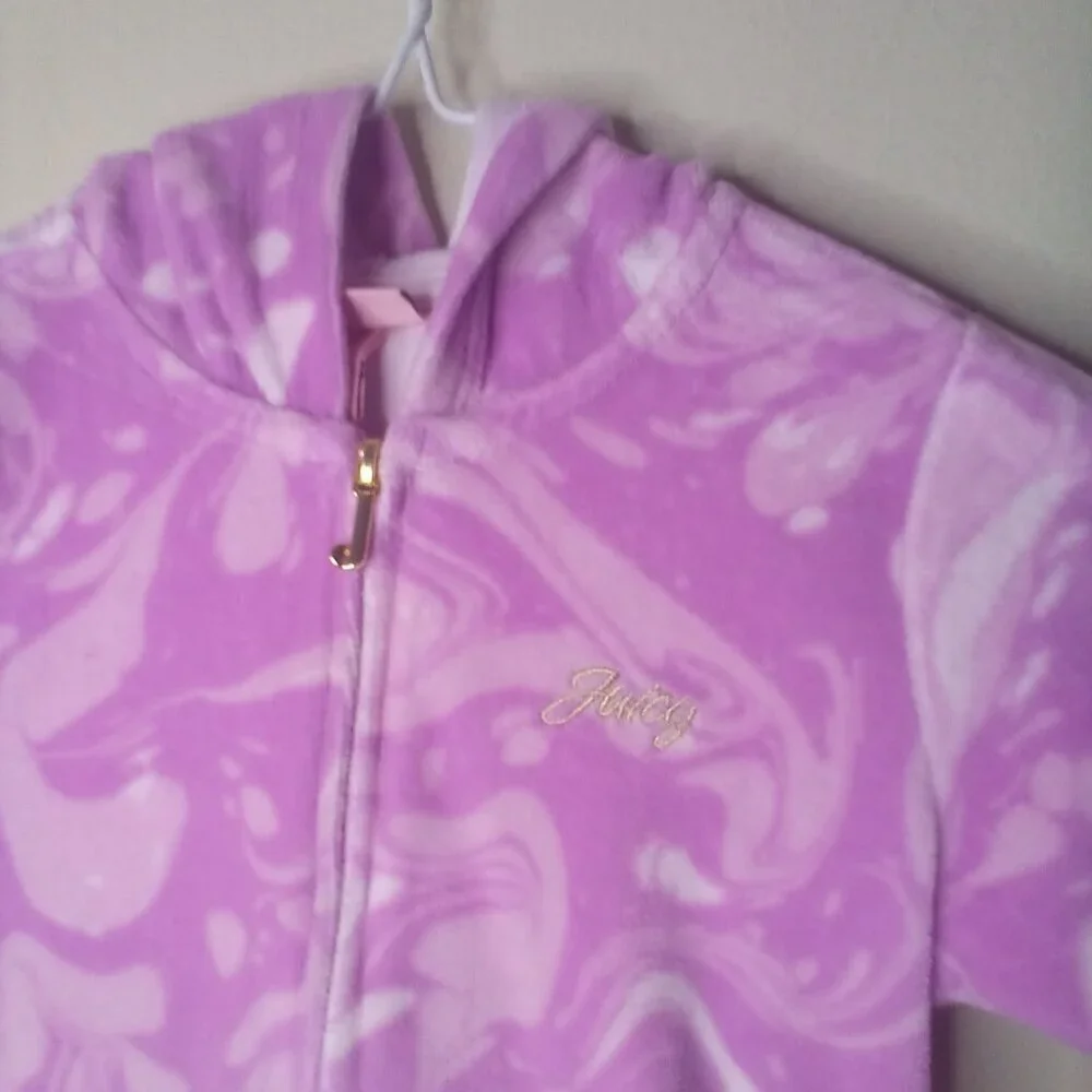 Juicy Couture Jacket Girls 7 Fleece Full Zip Pocket Pink